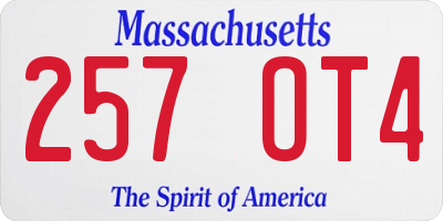 MA license plate 257OT4