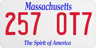 MA license plate 257OT7