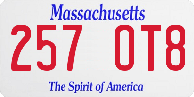 MA license plate 257OT8