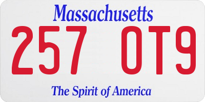 MA license plate 257OT9