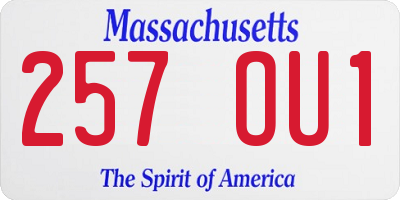 MA license plate 257OU1