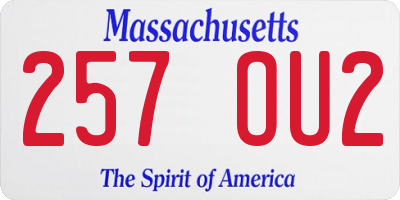 MA license plate 257OU2