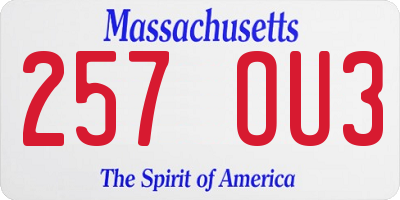 MA license plate 257OU3