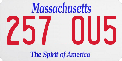 MA license plate 257OU5
