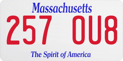 MA license plate 257OU8