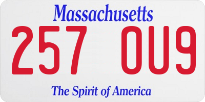 MA license plate 257OU9