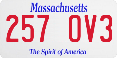 MA license plate 257OV3