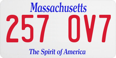 MA license plate 257OV7