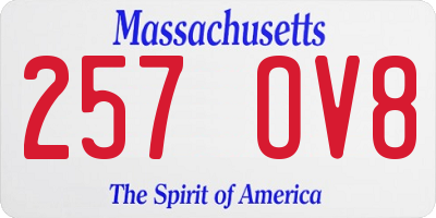 MA license plate 257OV8