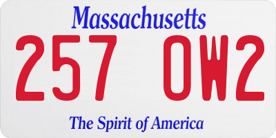 MA license plate 257OW2