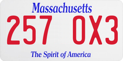 MA license plate 257OX3