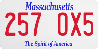 MA license plate 257OX5