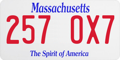 MA license plate 257OX7
