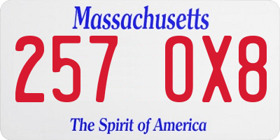 MA license plate 257OX8