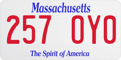 MA license plate 257OY0
