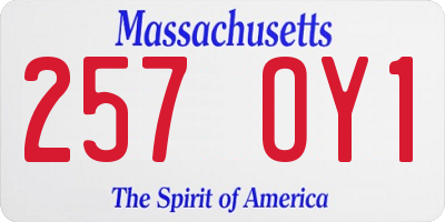 MA license plate 257OY1