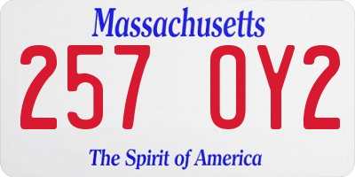MA license plate 257OY2