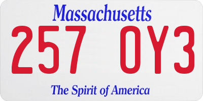 MA license plate 257OY3