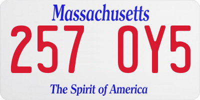 MA license plate 257OY5