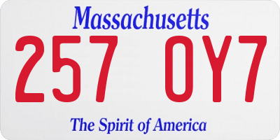 MA license plate 257OY7