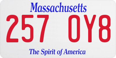 MA license plate 257OY8