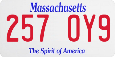 MA license plate 257OY9