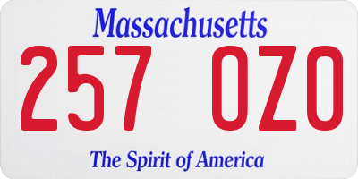 MA license plate 257OZ0