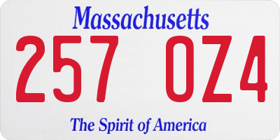 MA license plate 257OZ4