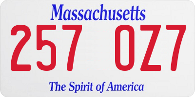 MA license plate 257OZ7