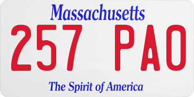 MA license plate 257PA0