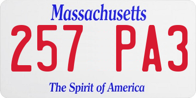MA license plate 257PA3