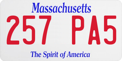 MA license plate 257PA5