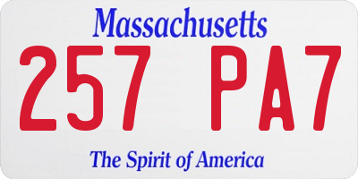 MA license plate 257PA7