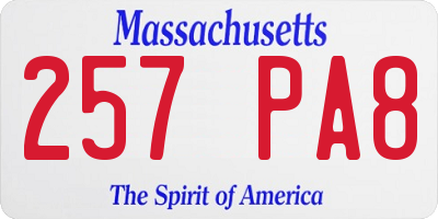 MA license plate 257PA8