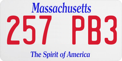 MA license plate 257PB3