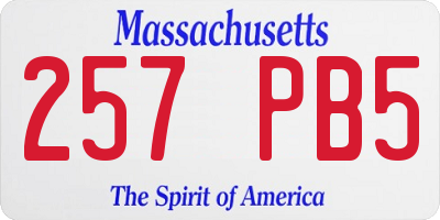 MA license plate 257PB5