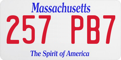 MA license plate 257PB7