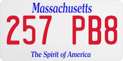 MA license plate 257PB8