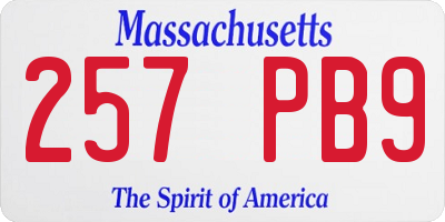 MA license plate 257PB9