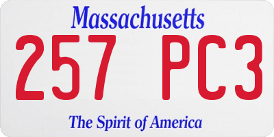 MA license plate 257PC3