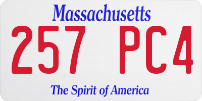 MA license plate 257PC4
