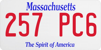 MA license plate 257PC6