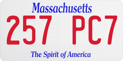 MA license plate 257PC7