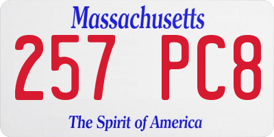 MA license plate 257PC8