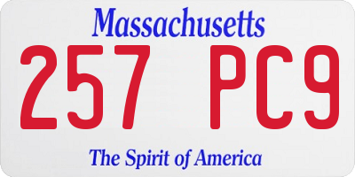 MA license plate 257PC9