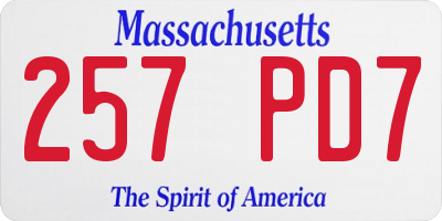 MA license plate 257PD7