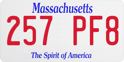 MA license plate 257PF8