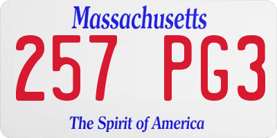 MA license plate 257PG3