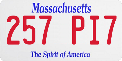 MA license plate 257PI7