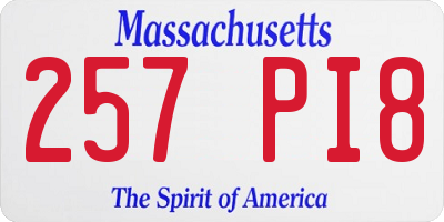 MA license plate 257PI8